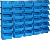 30 x zichtdoos stapelbox opslagbox in maat 1 van polypropyleen, hoge vormvastheid en belastbaarheid, kleur: blauw
