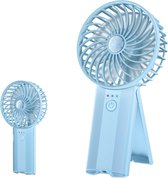 Draagbare Ventilator - Stille Mini Ventilator - USB Oplaadbaar - Klein - 4 Snelheden - Persoonlijke Ventilator - Tafelventilator met Batterij voor Kantoorijzer (Lichtblauw)