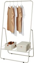 Kapstok van metaal, garderobe met kledingstang en plank voor hal, slaapkamer, kantoor, 75 x 44 x 140 cm, lichtgrijs