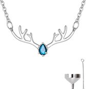 Luxe Ashanger - met Ketting (55 cm) - Voor As, Haren of Parfum - Assieraad - As Ketting - Gedenksieraad - Urn - Incl. As vuller en Opbergzakje - Luxury Blue Diamond