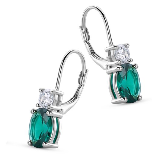 Boucles d'oreilles en forme de goutte d'émeraude : bijoux pendants en argent sterling 925 - France