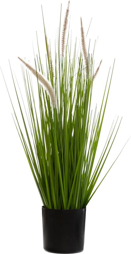 Plante artificielle de gazon ornemental Atmosphera - brins de gazon - vert foncé - H70 cm - en pot - PVC - plantes artificielles d'intérieur - herbe d'ammophile