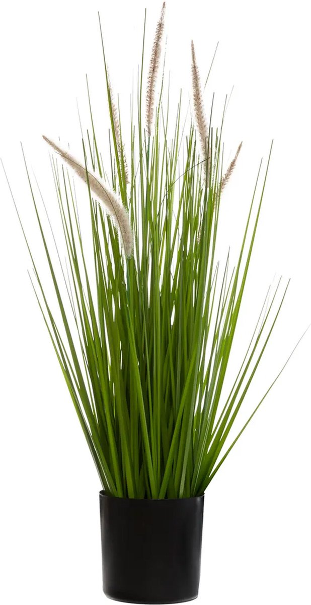 Atmosphera siergras kunstplant - grasplant sprieten - donkergroen - H70 cm - in pot - pvc - kunstplanten binnen - helmgras