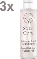 Satin Care - 2-in-1 Reiniger & Scheergel - Bikini Skin Care - 3x 190ml - Voordeelverpakking