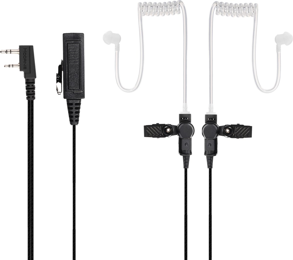 Hoornie - Heavy Duty Stereo Headset voor Kenwood Portofoons met 2 eartubes. Oa. TK-3301, TK-3401, TK-3501, TK-3701, NX-1200, NX-1300, NX-330 en meer