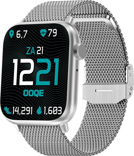 OOQE WATCH PRO 7 - Smartwatch Heren en Dames | Metaal Zilver
