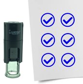 CombiCraft Stempel Checkbox Vinkje / OK 10mm rond - blauwe inkt