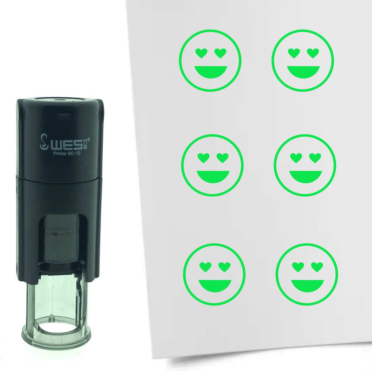 CombiCraft Stempel Smiley Liefde 10mm rond Groene inkt