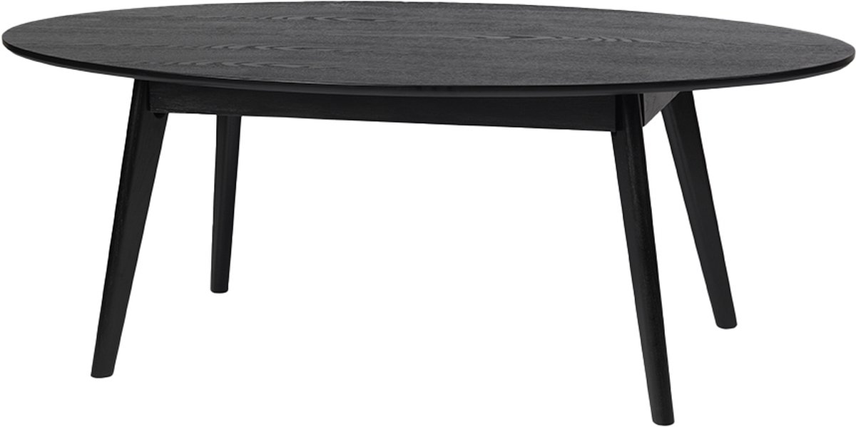 Rowico Home Yumi Ovale Salontafel Zwart - Hout - Scandinavisch - Retro - Organische Vorm - Tafeltje - Woonkamer - 130 x 65 x 48 cm