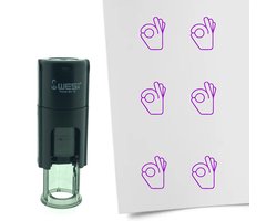 CombiCraft Stempel OK hand gebaar 10mm rond - Paarse inkt