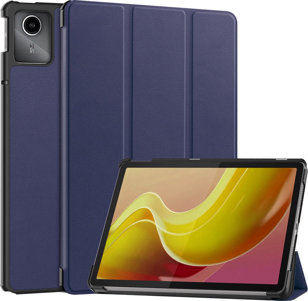 Hoes - Geschikt voor Lenovo Tab M11 (11 inch) - Dun & Stevig - Trifold Bookcase - Hard Cover - Hardcover Book Case - Tablet Hoesje - Donkerblauw