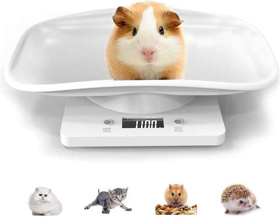 Dierenweegschaal Premium Voor Kleine Dieren - Babyweegschaal - Tot 10KG - Koffie Weegschaal - Schaal 18 bij 30 CM - Keukenweegschaal - Weegschaal voor Keuken Digitaal - Precisie Weegschaal - Pakketweegschaal - Puppy weegschaal - Sinterklaas - Kerst