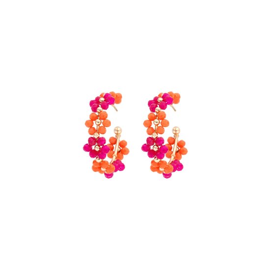 Biba - Oorbellen - Oorringen - Flower Dream - Fuchsia/Oranje