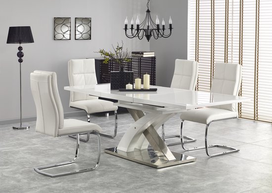 SANDOR 2 uitschuifbare tafel - eettafel - 160-220/90/78 cm - moderne tafel - voor de woonkamer - voor de eetkamer - Wit - Maxi Maja