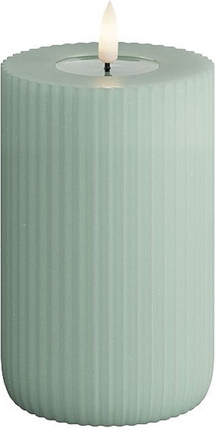 Deluxe Homeart Led Kaars Solid Stripe Salvie Green 7,5 x 12,5 cm