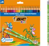 BIC Kids Uitwisbare kleurpotloden met gum - Illusion Evolution - pak van 24 stuks