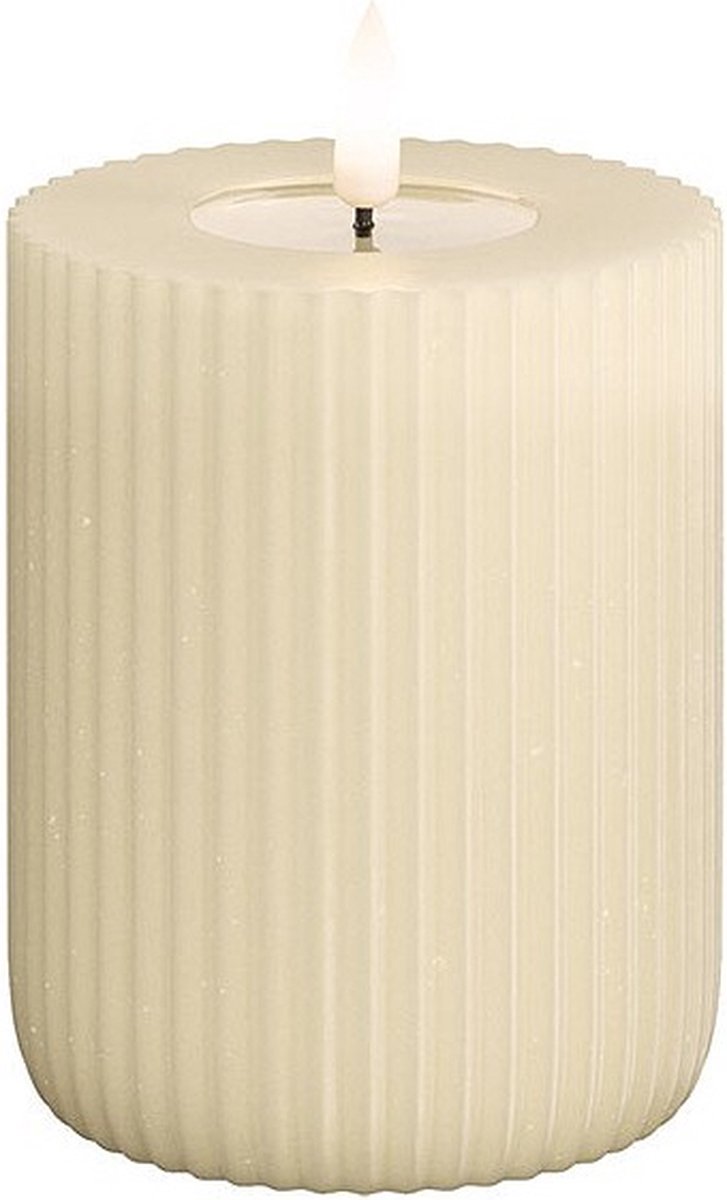 Deluxe Homeart Led Kaars Solid Stripe Cream 7,5 x 10 cm Creme