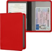 kwmobile hoes voor kentekenbewijs en rijbewijs - Hoesje met pasjeshouder in rood - Omslag van neopreen