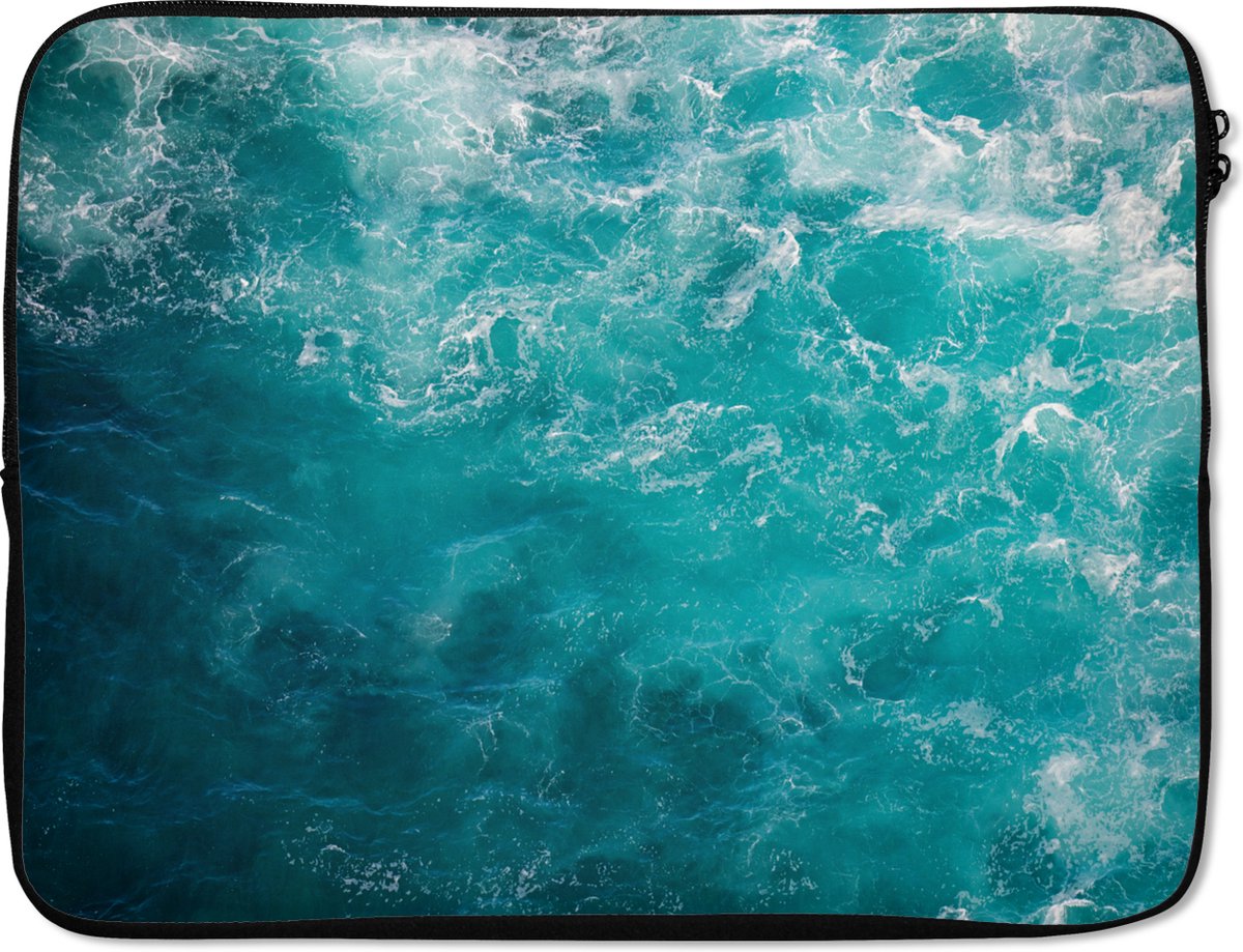 Laptophoes 17 inch - Zee - Water - Turquoise - Laptop sleeve - Binnenmaat 41x28 cm - Zwarte achterkant