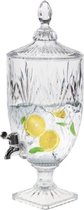Limonadetap- Watertank- Van Glas- Cocktails- Zomer-2 liter- Zilver/Goud