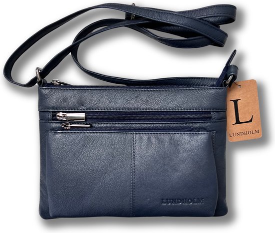 Lundholm leren schoudertas dames groot donkerblauw - schoudertassen dames leer tas dames schoudertas vrouwen cadeautjes | Lundholm Kopenhagen serie