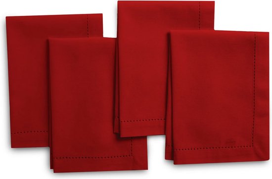 Lemos Home Hoogwaardige stoffen servetten tafelkleed 4 stuks van 100% katoen collectie concept, kleur en grootte naar keuze (stoffen servetten set van 4-45x45cm, wit