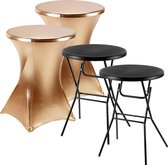 Housse de table haute extensible Bardi - Jupe de table haute 2 pièces - 80 x 110 cm. Or