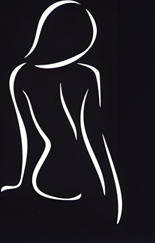Acrylaat Wanddecoratie "Her Body" - 30x40cm - Zwart - Vrouwelijk Lijntekening | NUUW at home collectie