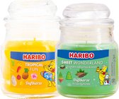 Haribo kaarsen 85gr set 2 - 1x klein Tropical 1x klein Sweet Wonderland