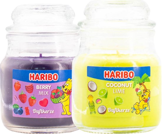 Haribo kaarsen 85gr set 2 - 1x klein Berry 1x klein cocos
