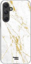 HappyCase Hoesje met leuke Wit Marmer Print Geschikt voor Samsung Galaxy A35 | Flexibel TPU | Stijlvolle Back Cover
