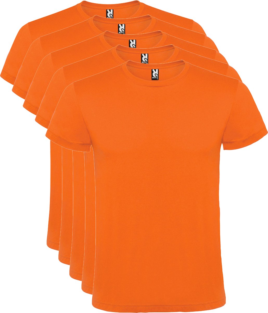 Oranje 5 pack t-shirts Merk Roly Atomic 150 maat S