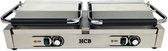HCB® - Professionele Horeca Paninigrill - dubbel - geribbeld - 230V - RVS / INOX panini grill - Tosti apparaat - contact grill - 84.5x30.5x20 cm (BxDxH) - 20 kg