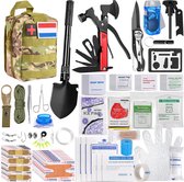 YONO Kit de Survie Plein air - Kit de survie Kit d'urgence Rampenrugzak - Couteau - Pelle - Allume-feu - Set XL - Camouflage