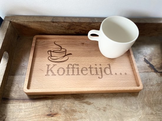 Foto: Creaties van hier serveertray dienblad koffie rechthoek hout 28x17x1 8 cm moederdag cadeautje