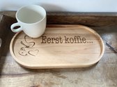 Creaties van Hier - Serveertray - Dienblad - Koffie - Ovaal - Hout - 32x17x1,8 cm - moederdag cadeautje