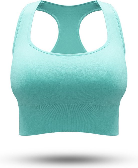 PureSquare - débardeur - crop top - soutien-gorge de sport - turquoise - taille M - bonnets de soutien-gorge fixes - maintien du dos - fitness - sport - yoga