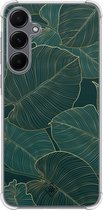 Casimoda® hoesje - Geschikt voor Samsung Galaxy A55 - Monstera Leaves - Shockproof case - Extra sterk - TPU/polycarbonaat - Groen, Transparant