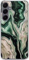 Casimoda® hoesje - Geschikt voor Samsung Galaxy A55 - Groen marmer / Marble - Shockproof case - Extra sterk - TPU/polycarbonaat - Groen, Transparant