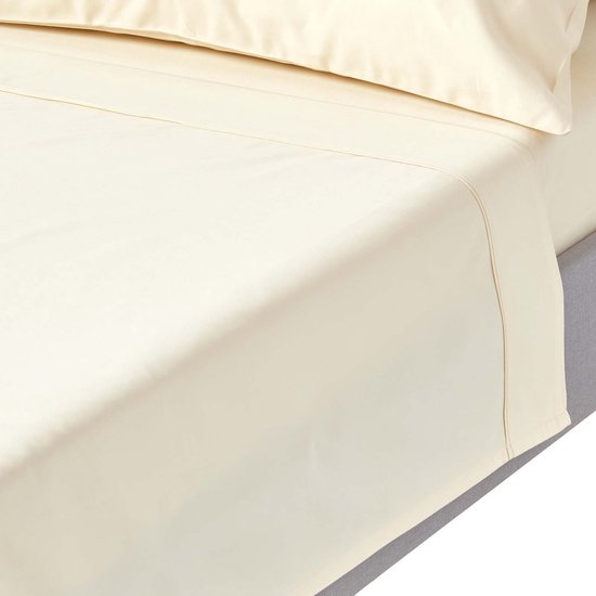 Homescapes luxe laken zonder elastiek 275 x 275 cm, crème vanille - 100% Egyptisch katoen