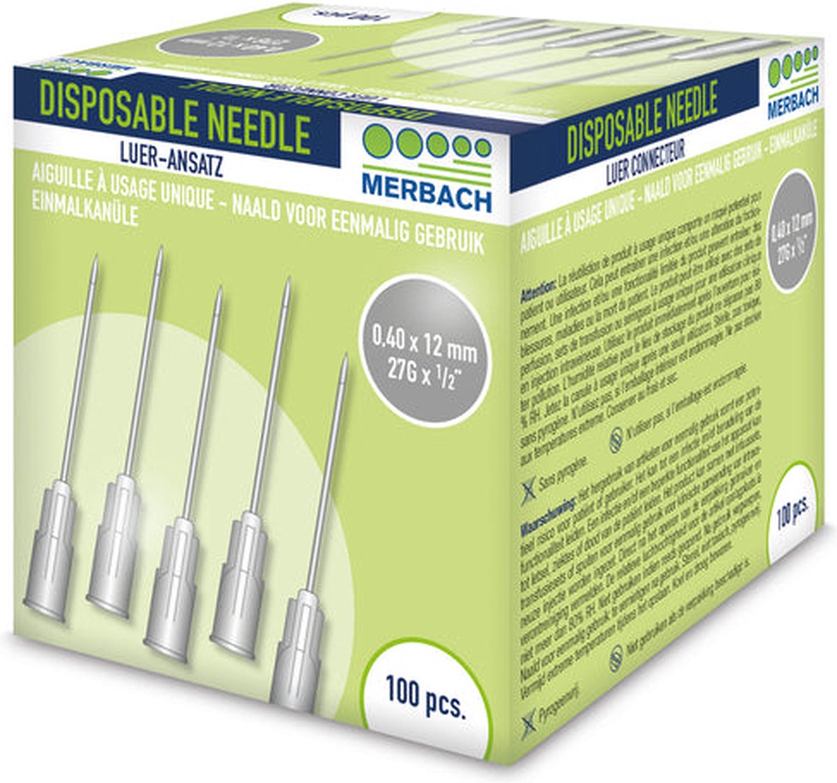 Goedkoopste Merbach Injectienaalden 27 G x 1/2 - 13mm grijs - 3 x 100 stuks voordeelverpakking