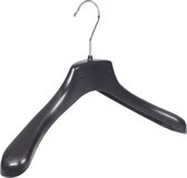 De Kledinghanger Gigant - 50 x Mantelhanger / kostuumhanger / kinderhanger kunststof zwart met schouderverbreding, 36 cm