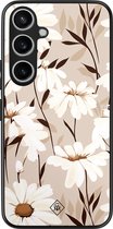 Casimoda® hoesje - Geschikt voor Samsung Galaxy A55 - In Bloom - Zwart TPU Backcover - Planten - Bruin/beige