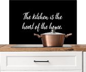 Spatscherm keuken 80x55 cm - Kookplaat achterwand Spreuken - Koken - Thuis - The kitchen is the heart of the home - Quotes - Muurbeschermer - Spatwand fornuis - Hoogwaardig aluminium