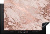 KitchenYeah® Inductie beschermer 75x50 cm - Marmer print - Roze - Luxe - Marmerlook - Glitter - Design - Kookplaataccessoires - Afdekplaat voor kookplaat - Inductiebeschermer - Inductiemat - Inductieplaat mat