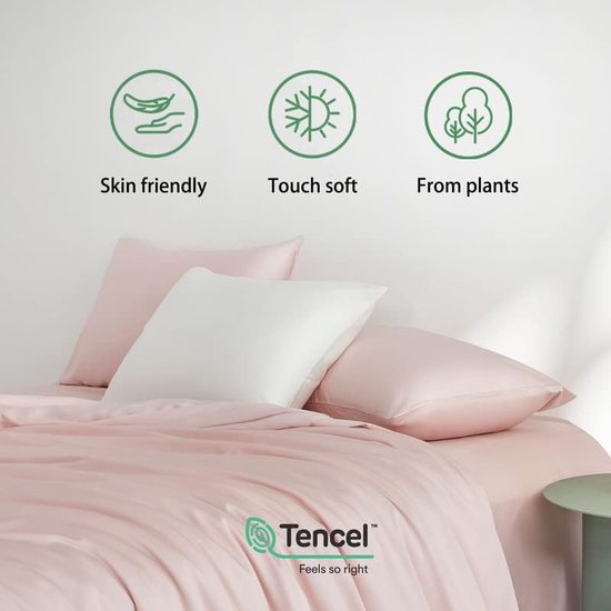 twenty:three® Eucalyptus Bedlinnen Set [1x] 200 x 220 cm [2X] 80 x 80 cm Lichtgrijs/Glasachtig Wit - 100% Tencel™ Lyocell - met Rits - Zomer en Winter - Kussensloop Lichtgrijs