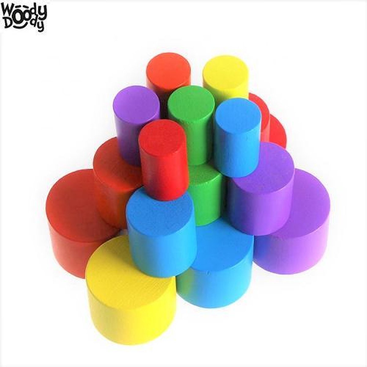 WoodyDoody Houten Balanceer Puzzel met OPBERGZAK met Dobbelsteen Kleuter Educatief COMBI SET Speelgoed 3 jaar Houten Blokken Peuter Speelgoed Veel Kleuren - Leerzame Spellen - Sinterklaas cadeautjes jongens en meisjes — afbeelding 2