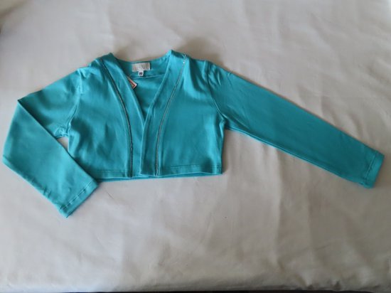 Bolero - Kort gilet - Meisjes - Azur blauw - Effen - 3 jaar 98