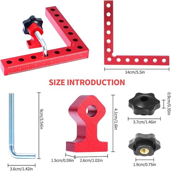 4 Pack 90 Graden Positionering Vierkanten Rechte Hoek Klemmen 5.5X5.5 Houtbewerking Timmerman L-Type Hoek Klemmen Tool