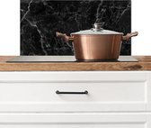 Spatscherm keuken 60x30 cm - Kookplaat achterwand - Marmer print - Zwart - Muurbeschermer - Zwarte spatwand fornuis - Hoogwaardig aluminium - Aanrecht decoratie - Keukenaccessoires
